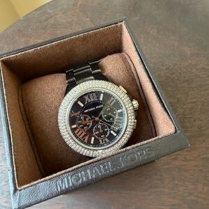 Michael Kors Black and Silver with diamonds Women's Chronograph Watch